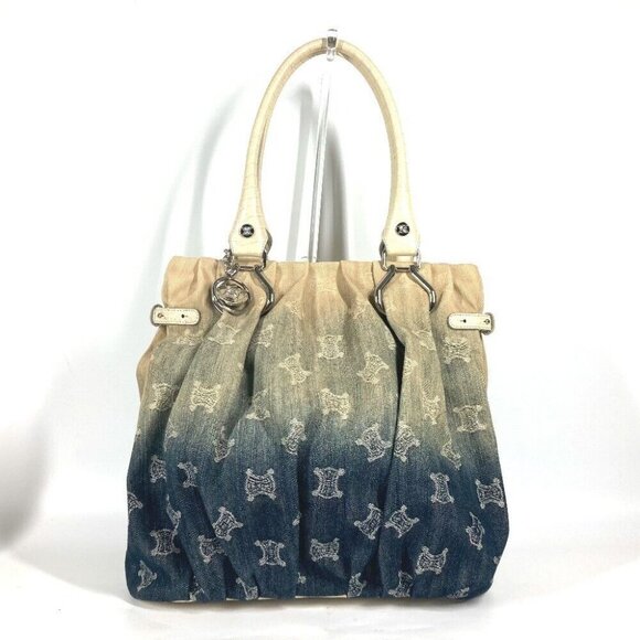 CELINE Macadam Logo Denim Gradient Bag Shoulder Bag Tote Bag - Picture 2 of 14